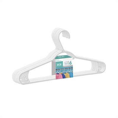 Conjunto de Cabides Dasplast Plástico Sustentável Leve 6 e Pague 5 Branco UNICA