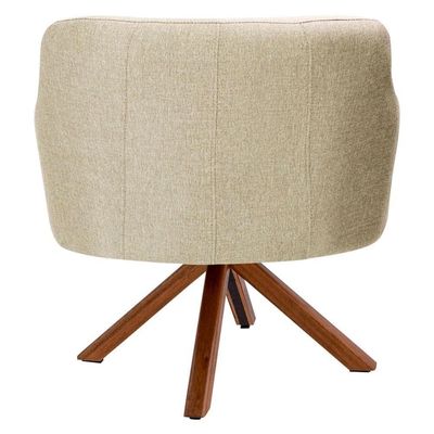 Kit 2 Poltronas Decorativas Giratórias Base Giromad Madeira Jade C-129 Linho Bege Escuro - Domi