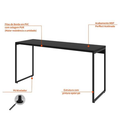 Mesa de Escritório Studio Preta 150 cm