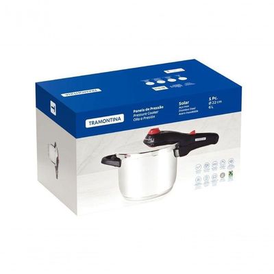 Panela De Pressão Tramontina Solar 22cm Em Aço Inox 6 Litros