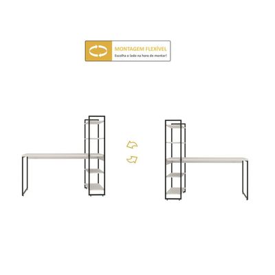 Escrivaninha com Estante Studio Nogal e Preta 146 cm