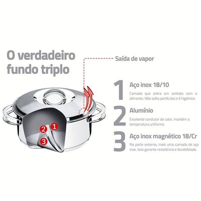 Caldeirão Tramontina Solar 62505200 Aço Inox - 20 cm