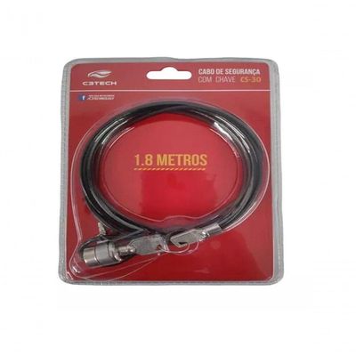 Trava Para Notebook C3tech Cs-30 Com Chave 1,8 Metros Preto