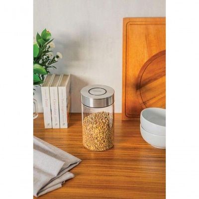 Pote De Vidro Tramontina Purezza Com Tampa De Aço Inox 10cm 1 Litros