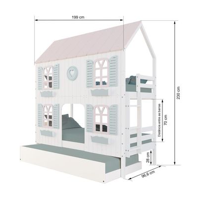 Treliche Casinha Bela Com Coração 4 Janelas Venezianas - Madeira Maciça Branco/rosa/verde Housin