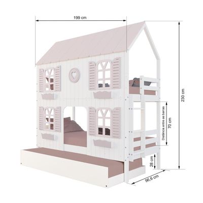 Treliche Casinha Bela Com Coração 4 Janelas Venezianas - Madeira Maciça Branco/rosa Housin