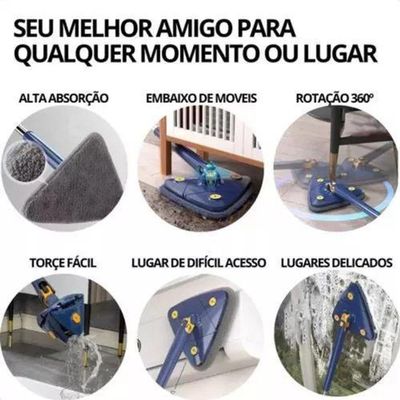 Kit Completo Limpeza: Rodo Limpeza Esfregão Triangular