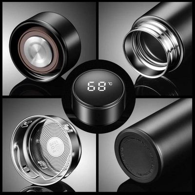 Garrafa Térmica Café, água Com Sensor De Temperatura Em Led 480ml Vermelha