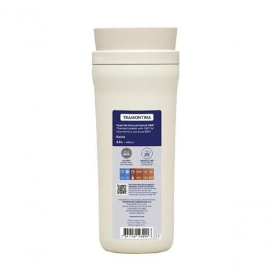 Copo Térmico Tramontina Aço Inox 460ml Bege Com Bocal 360°