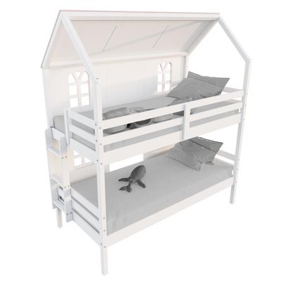 Beliche Casinha Bela Com Coração 2 Gavetas 4 Janelas Venezianas - Madeira Maciça Branco/rosa Housin