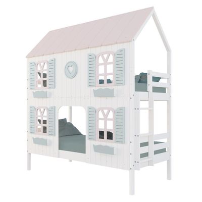 Beliche Casinha Bela Com Coração 4 Janelas Venezianas - Madeira Maciça Branco/rosa/verde Housin