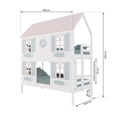 Beliche Casinha Bela Com Coração 4 Janelas Venezianas - Madeira Maciça Branco/rosa/verde Housin