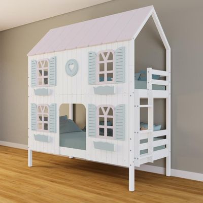 Beliche Casinha Bela Com Coração 4 Janelas Venezianas - Madeira Maciça Branco/rosa/verde Housin