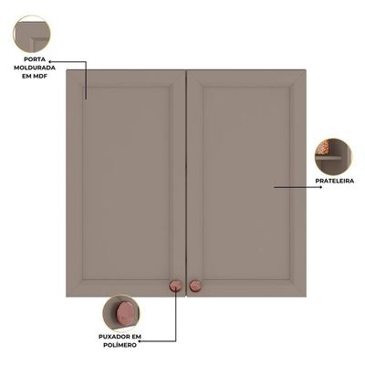 Armário Aéreo Unna 2 Portas 80cm Gris - Poliman Móveis Gris