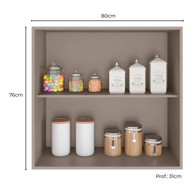 Armário Aéreo Unna 2 Portas 80cm Gris - Poliman Móveis Gris