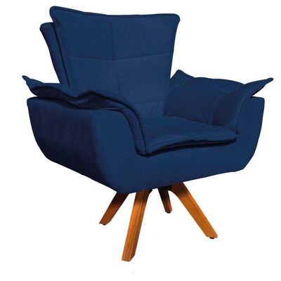 Kit 01 Namoradeira E 02 Poltronas Opala Suede Azul Marinho