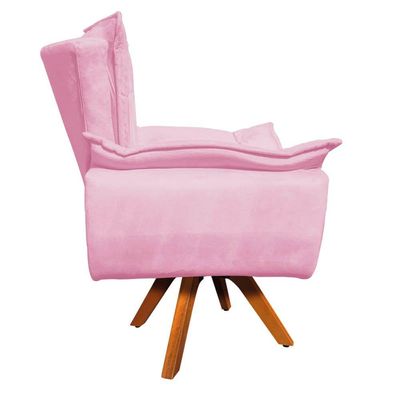 Kit 01 Namoradeira E 02 Poltronas Opala Suede Rosa Bebê