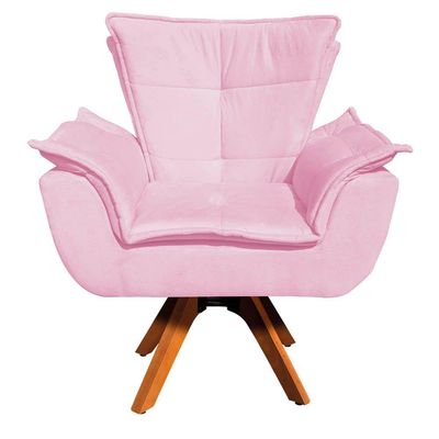 Kit 01 Namoradeira E 02 Poltronas Opala Suede Rosa Bebê