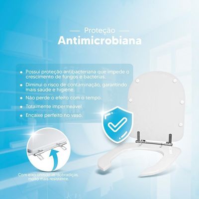 Tampa De Privada Poliéster Anti Bactéria Flox Branco Para Louça Fiori 6lpf