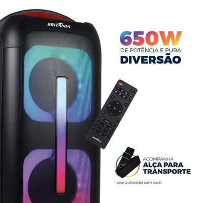 Caixa de Som Amplificada Britânia 650W Flash Lights BCX6801 Bivolt