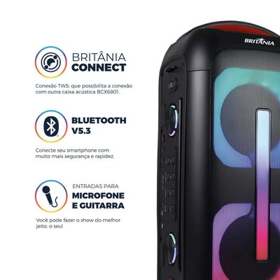 Caixa de Som Amplificada Britânia 650W Flash Lights BCX6801 Bivolt