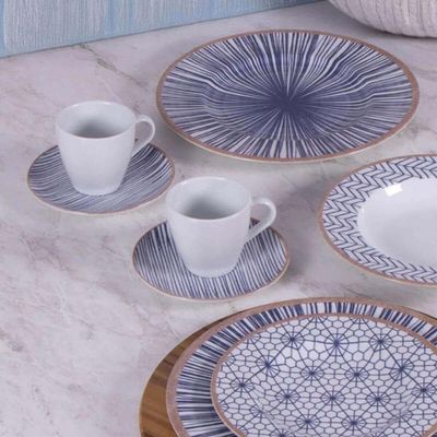 Jogo 12 Xícaras com Pires de Expresso Tramontina Abstratta em Porcelana Decorada 95ml Cozinha Servir