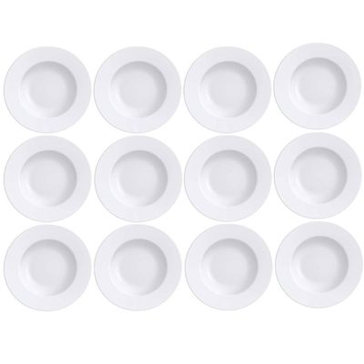 Kit 12 Pratos Rasos de Porcelana Branca 28cm Maria Augusta Jogo de Jantar Tramontina