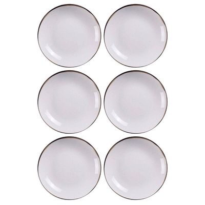 Kit 6 Pratos Fundos Tramontina Canyon em Porcelana Decorada 21cm Cozinha Servir Sopa Caldos