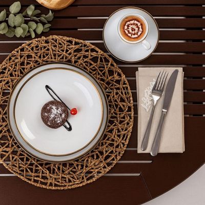 Kit 6 Pratos Fundos Tramontina Canyon em Porcelana Decorada 21cm Cozinha Servir Sopa Caldos