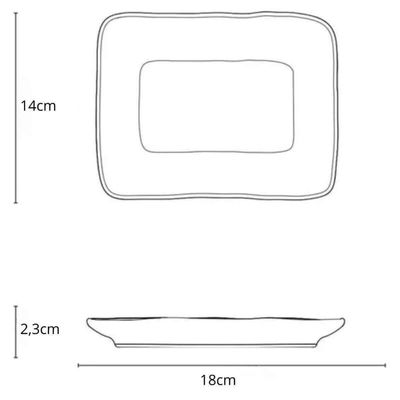 Jogo 12 Travessas Retangulares 18x14cm em Cerâmica Preto Matte Juta Porto Brasil Petiscos Mesa Posta