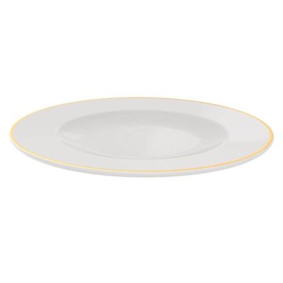 Jogo 6 Pratinhos de Sobremesa Prato Branco com Borda Dourada Porcelana 21cm Tramontina Elisa