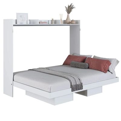 Cama de Casal Articulável Branco Horizontal MDP Hanover Dobrável Decoração Art In Móveis