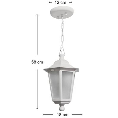 Conjunto 12 Pendentes de Teto Coloniais Luminárias Externas Gregas Brancas 58cm Dital