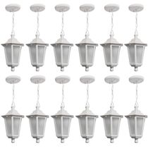 Conjunto 12 Pendentes de Teto Coloniais Luminárias Externas Gregas Brancas 58cm Dital