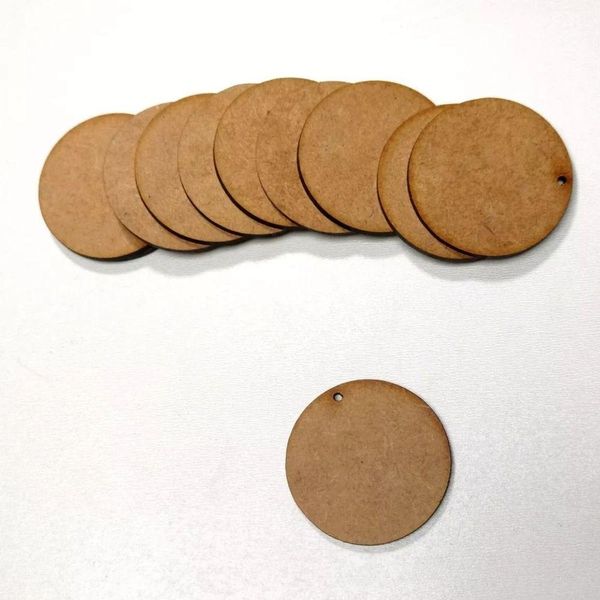 50 Mini Disco Mdf Cru 5cm C-1 Furo Chaveiros-biscuit-boneco