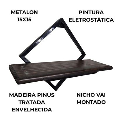 Prateleira Industrial Reforçada Triângulo Nicho De Ferro