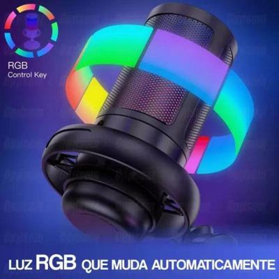 Microfone Gamer Rgb Usb Para Pc Mt1060r (preto)
