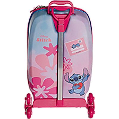 Mala Infantil 3+ Pré Escola Creche Menina Stitch E Angel 3d Com Rodinhas Multicolorida