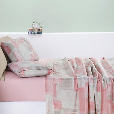 Jogo Cama Lençol Maris Casal Padrão Percalle 200 Fios Estampado 4 Peças Quadri Rosê