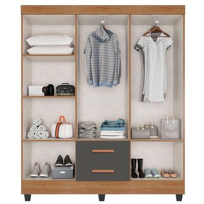 Guarda Roupa Casal Lite 6 Portas Nature Cinza – Móveis Leão