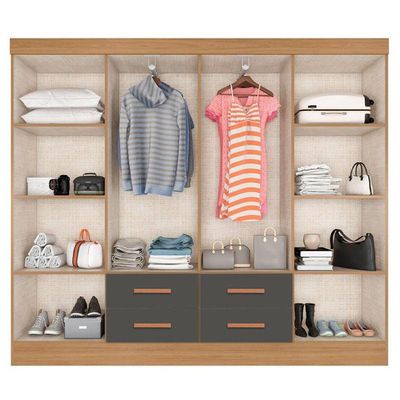 Guarda Roupa Casal Porto 8 Portas Nature Cinza – Móveis Leão