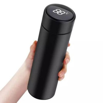 Garrafa Térmica Inox Com Termômetro Digital E Display Led ? 480ml - Preta - Bivolt