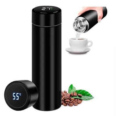 Garrafa Térmica Inox Com Termômetro Digital E Display Led ? 480ml - Preta - Bivolt