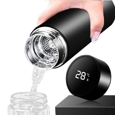 Garrafa Térmica Inox Com Termômetro Digital E Display Led ? 480ml - Preta - Bivolt