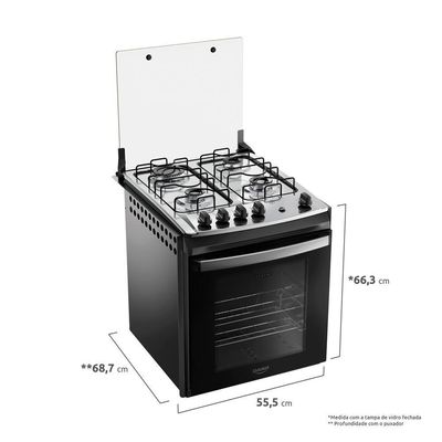 Fogão 4 Bocas Embutir Dako Supreme Mesa De Inox Preto Bivolt