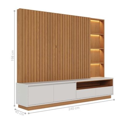 Estante De Tvs 80 Pelegadas Caribe Freijo Off White Matte