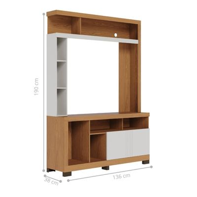 Estante Home Sala De Estar Oma Freijo Off White Matte