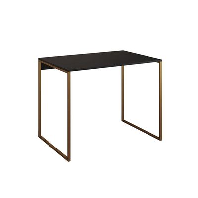 Escrivaninha Industrial Office Preta 90x53 Grécia Base Dourada
