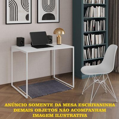 Escrivaninha Industrial Office Branca 120x53 Grécia Base Ferro Branco
