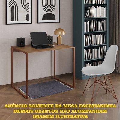 Escrivaninha Industrial Office Amêndoa 120x53 Grécia Base Cobre